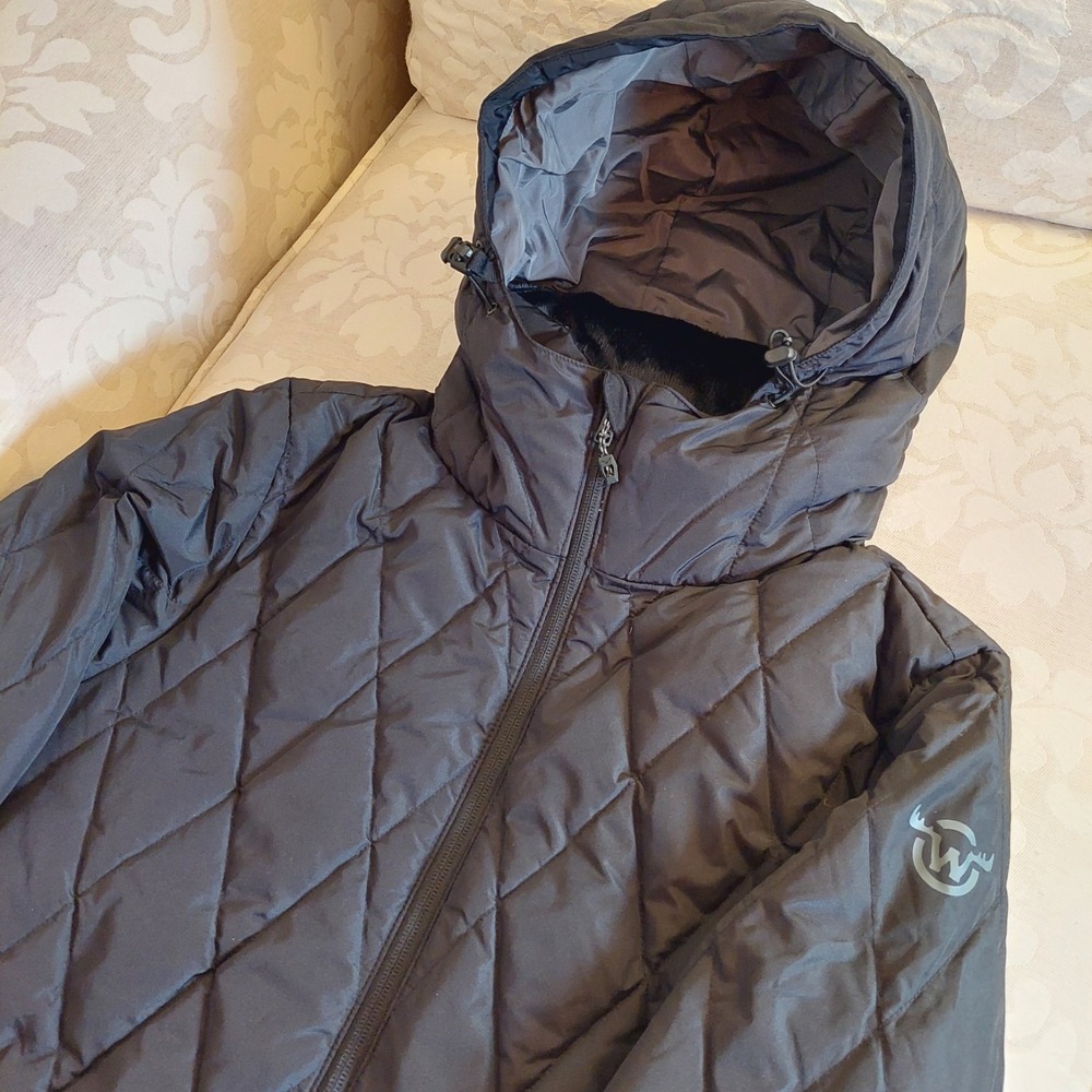 NEW! Moosejaw Women's Down Mid Length Quilted Jacket Black Size Small $139